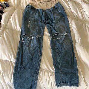 Indigo blue distressed maternity jeans size medium